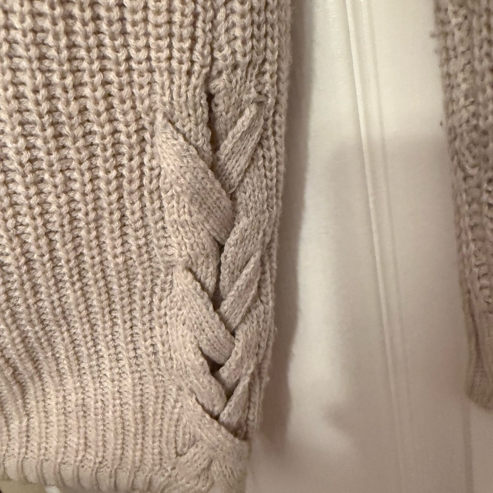 Love Ellie Taupe Cardigan Sweater large $78 Anthropologie - Picture 3 of 4